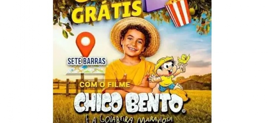 Feira da Lua de Sete Barras exibe Chico Bento e a Goiabeira Maraviosa com cinema gratuito nos dias 21 e 28-1