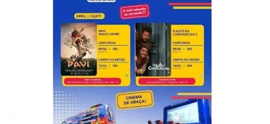 O Cinema Sustent�vel est� de volta a Cajati - Novos Filmes em Abril